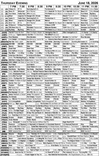 Thursday evening TV